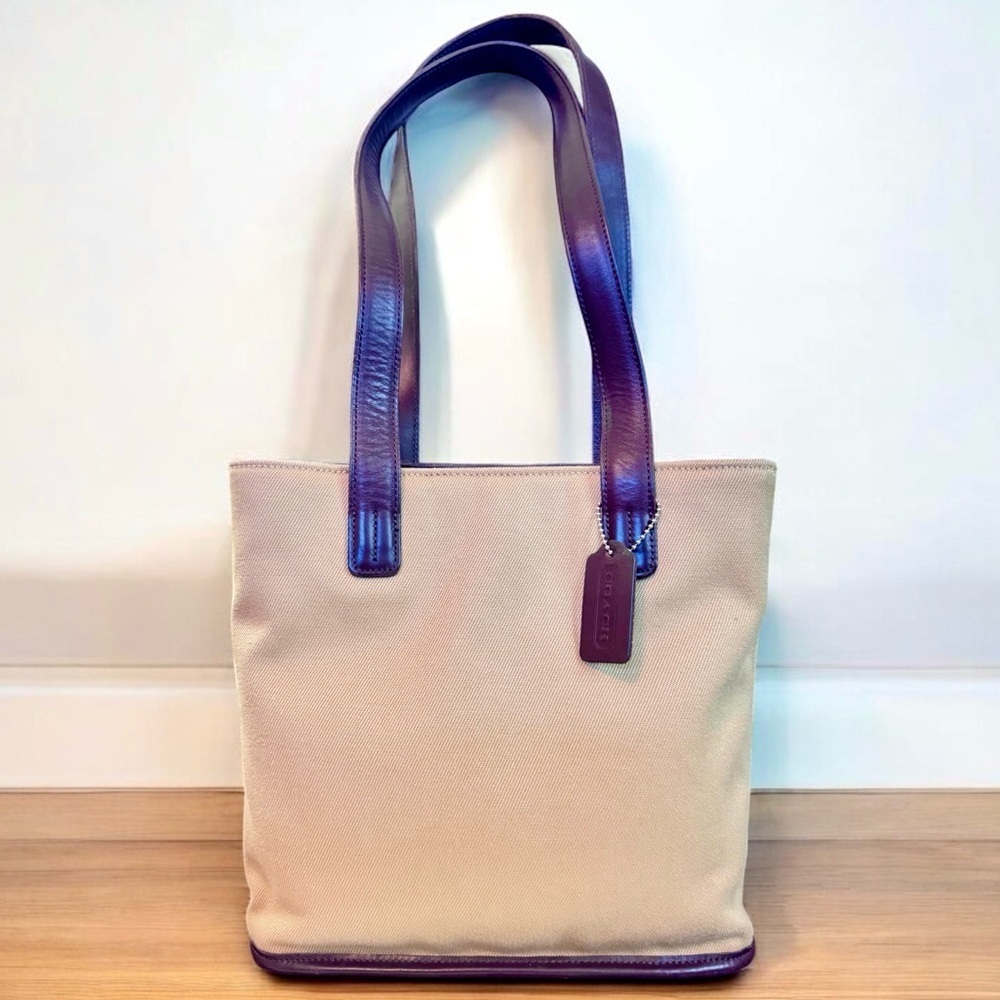‼️1999 COACH Greenwich Twill/Leather Tote‼️ - Picture 6 of 16